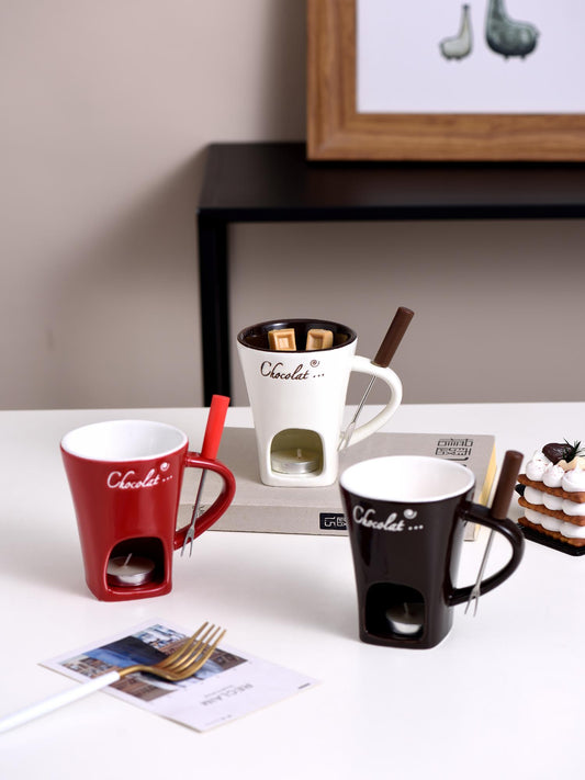 Ceramic Fondue Cup for Chocolate Cheese and Ice Cream