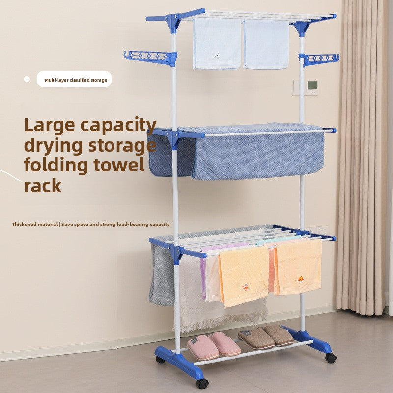 Floor-mounted mobile clothes drying rack