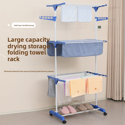 Floor-mounted mobile clothes drying rack