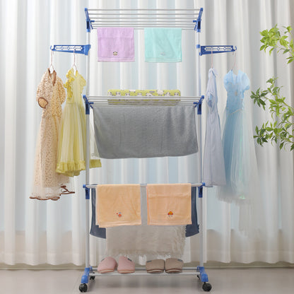Floor-mounted mobile clothes drying rack
